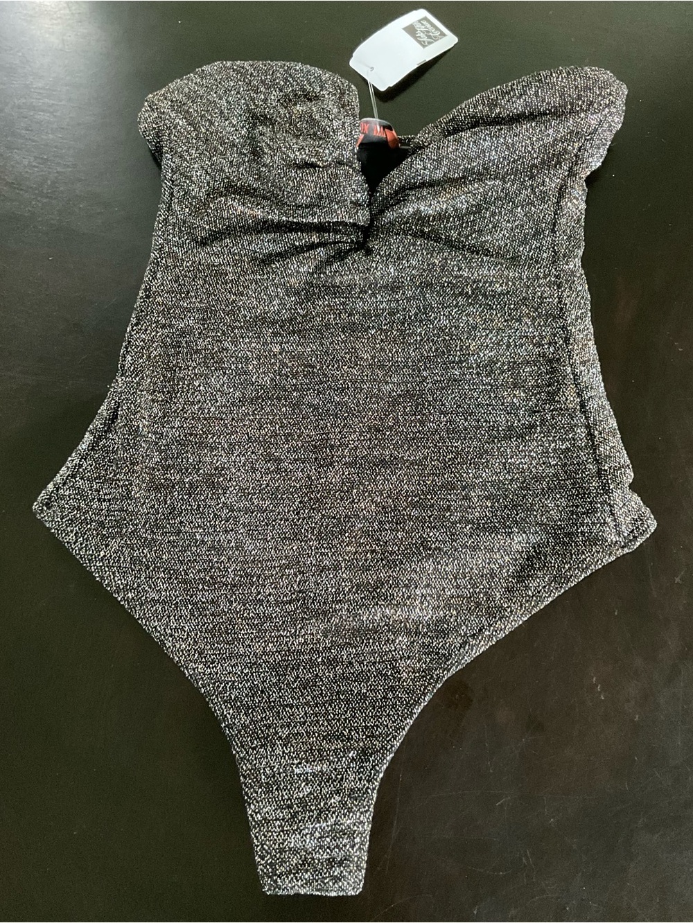 ALIX NYC Metallic Silver Strapless Bodysuit